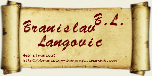 Branislav Langović vizit kartica